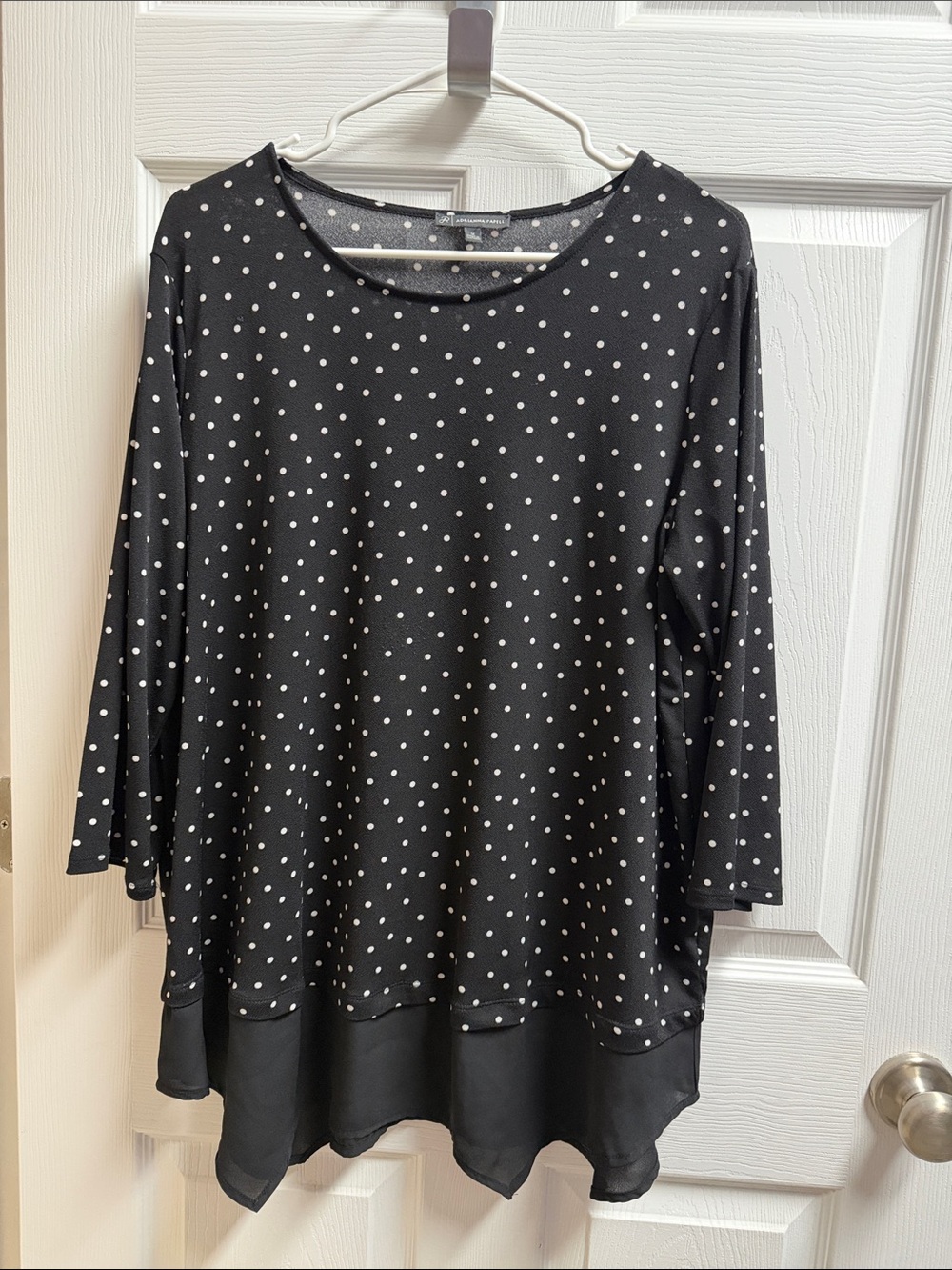 Adrianna Papell Black Dot Tunic with Layered Hem